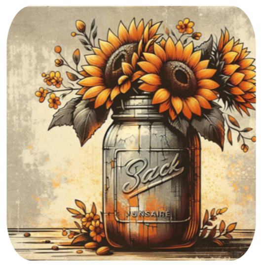 SUNFLOWERS IN A JAR FALL MOUSEPAD MOUSE PAD THICK 9" X 7"