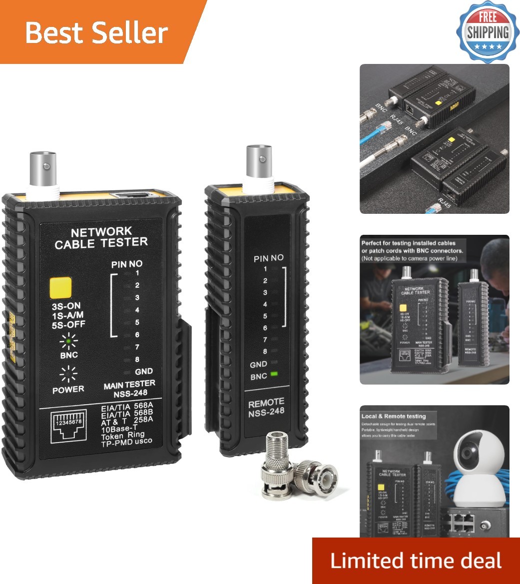 Versatile Coaxial & RJ45 Cable Testing Solution - Compact with Fault Detection