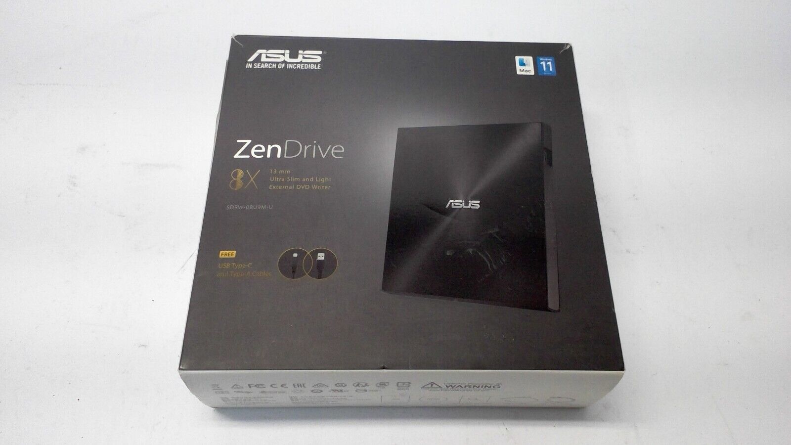 Asus ZenDrive SDRW-08U9M-U DVD-Writer - External - Black OPEN BOX