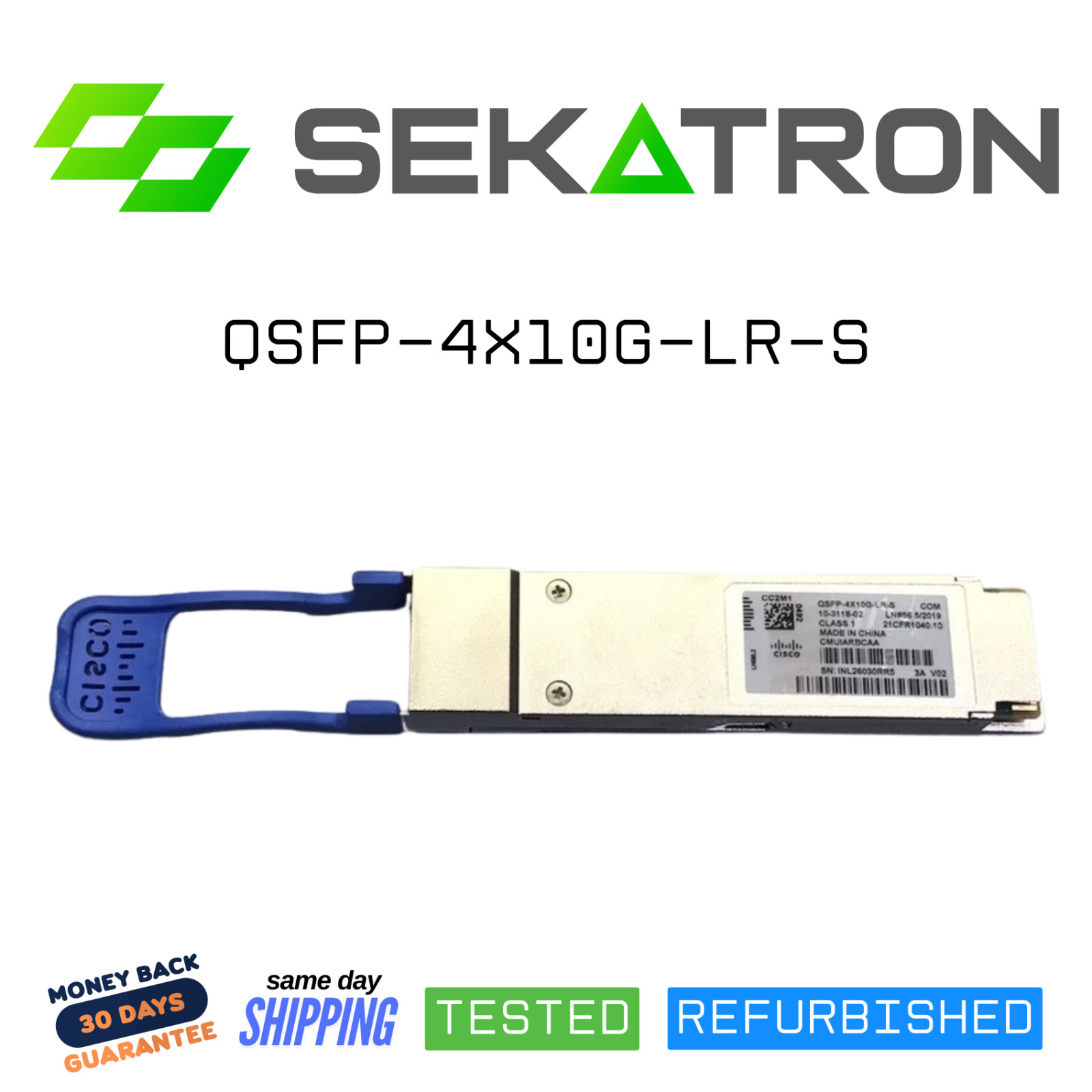 🔌 Cisco QSFP-4X10G-LR-S QSFP Transceiver Module • 40GBASE-LR4 to 4×10GBASE-LR ⚡