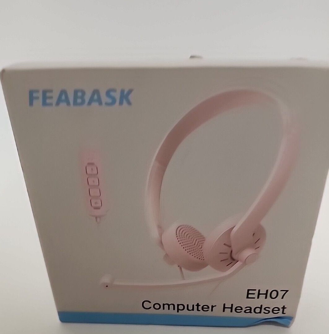 Feabask EH07 Computer Headset Noise-Cancelling Microphone PC Laptop Open Box