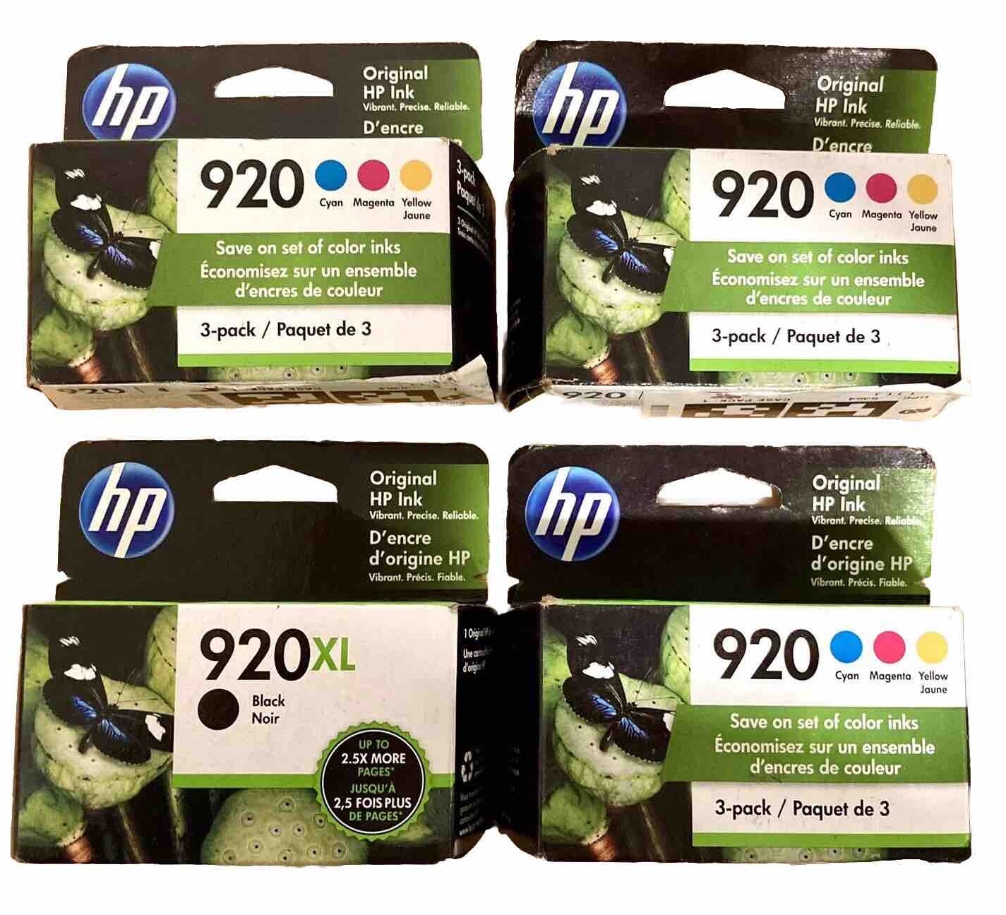 HP 920 Ink Bundle: One 920XL & Three 3-Pack 920 Cyan Magenta Yellow Expired 2023