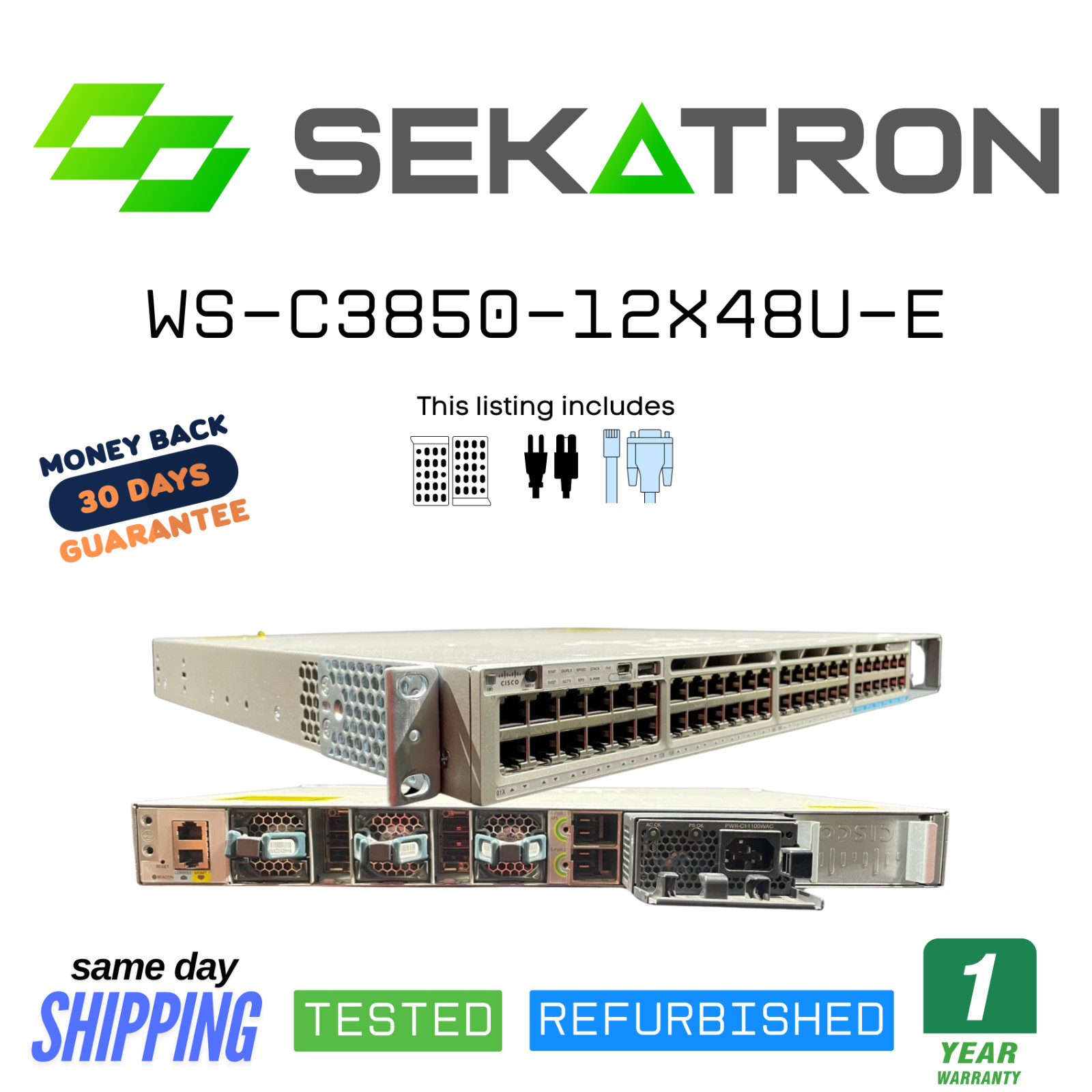 🔀 Cisco WS-C3850-12X48U-E 48-Port mGig + 10G UPoE Switch ⚡ FastShip