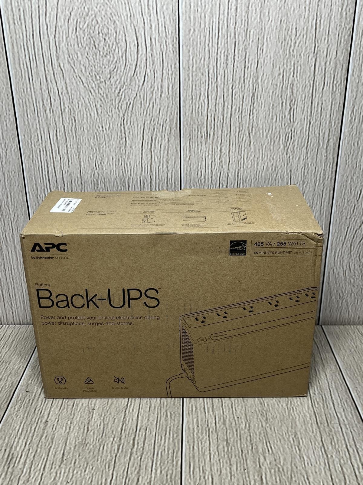 APC by Schneider Electric BE425M Back-UPS 6 Outlet 425VA / 255 Watts