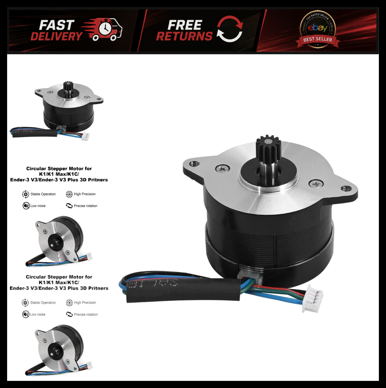 3D Printer Circular Stepper Motor, K1 Extruder Stepper Motor with 12 Tooth