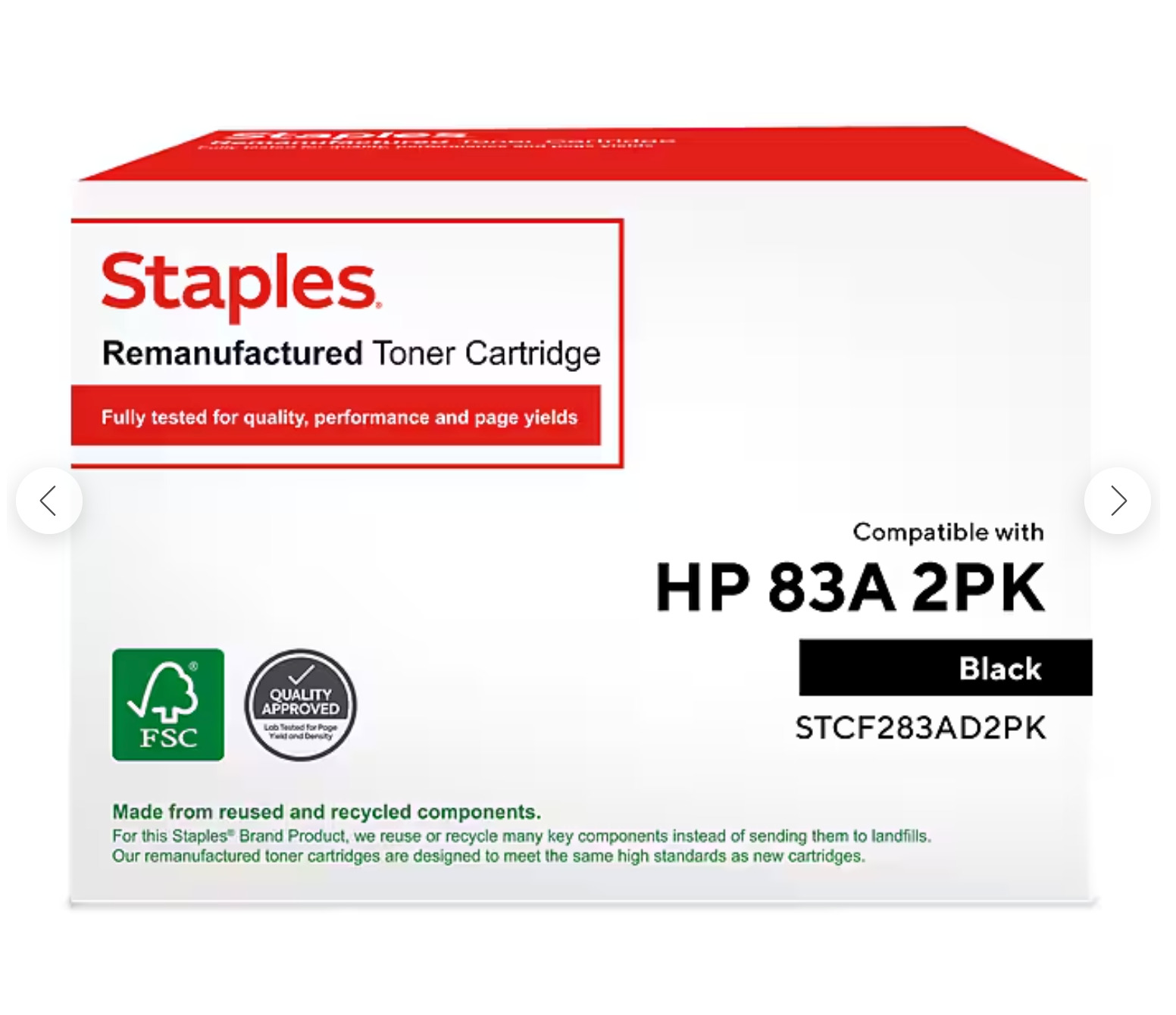 Staples Eco-ID Black Cartridge Replacement for HP 83A Toner  2 Pack NEW