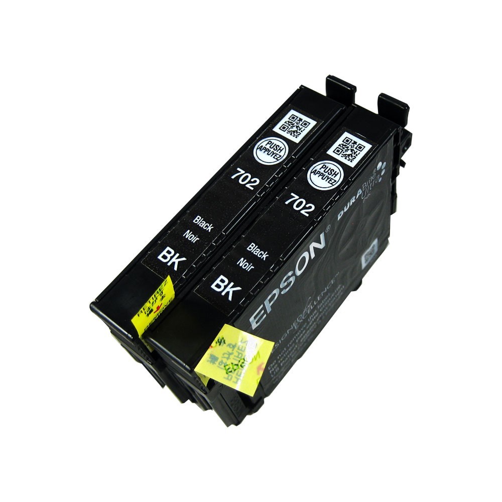 2PK Genuine Epson 702 Black DuraBrite Ink Cartridge WF3720 WF3730 (NOT Initial)