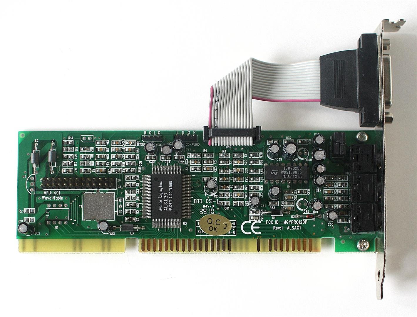 Sound card, ISA, ADVANCE LOGIC, FCC ID: MGYPRO120P rev 1 ALSAC1