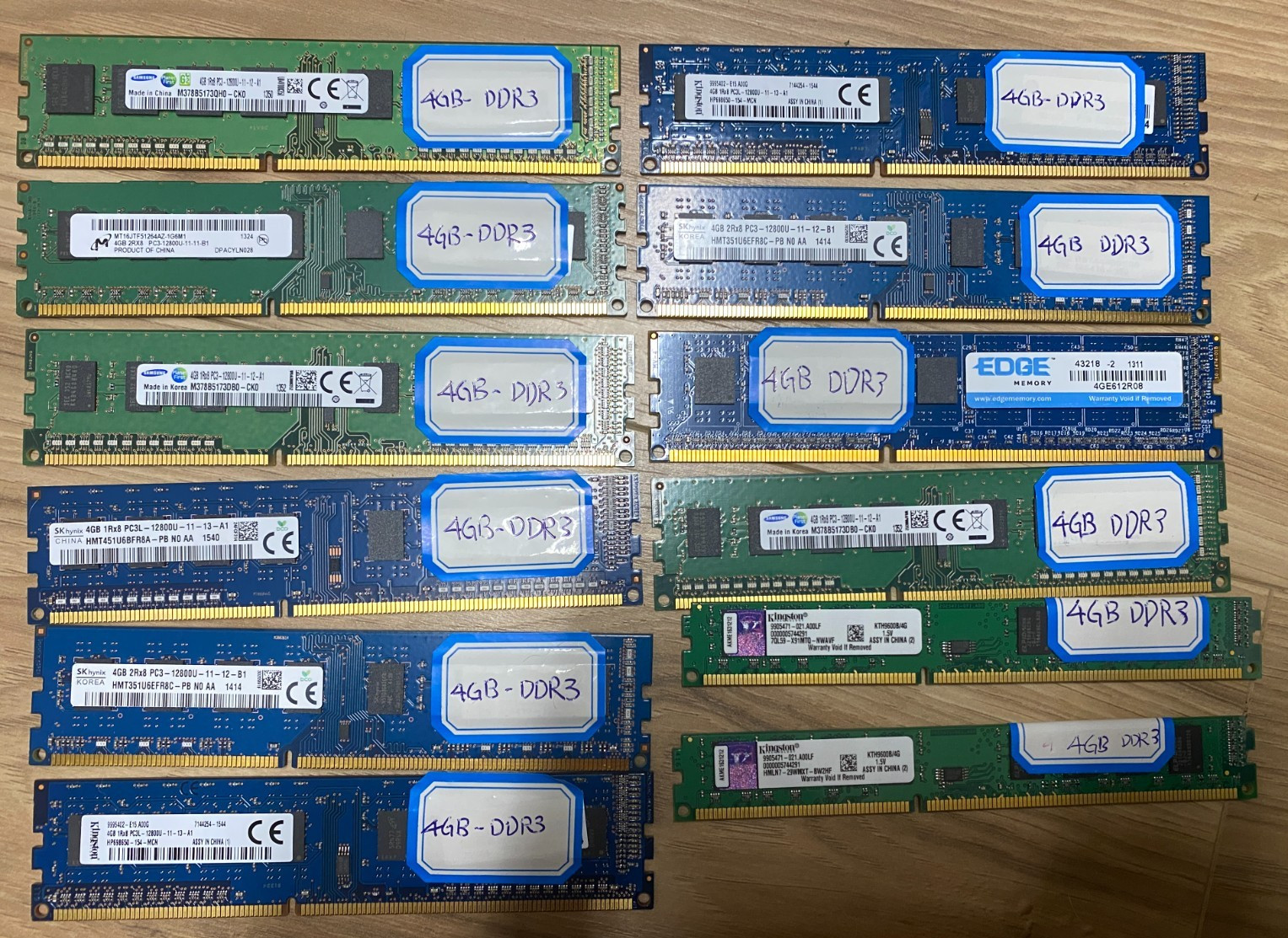 Lot of 12 variety Brand 4GB DDR3 Desktop RAM Memory Chips-Untested