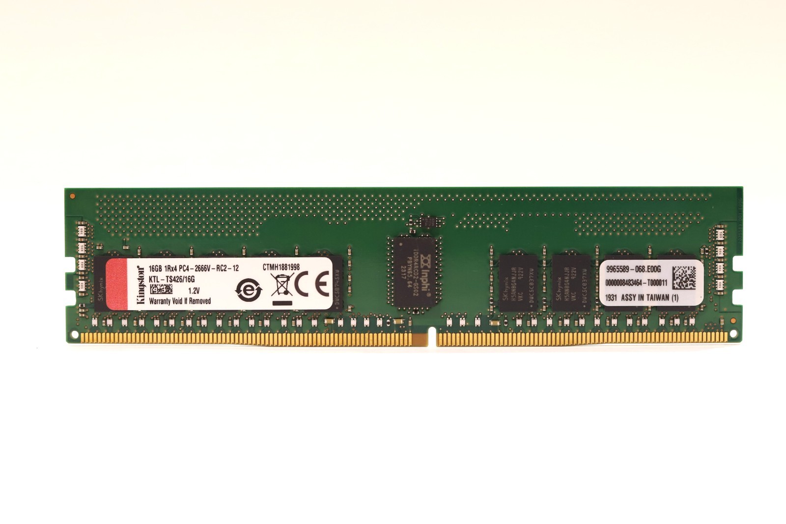 Kingston 16GB 1Rx4 PC4-2666V-RC2-12 ECC REG Server Memory P/N: KTL-TS426/16G