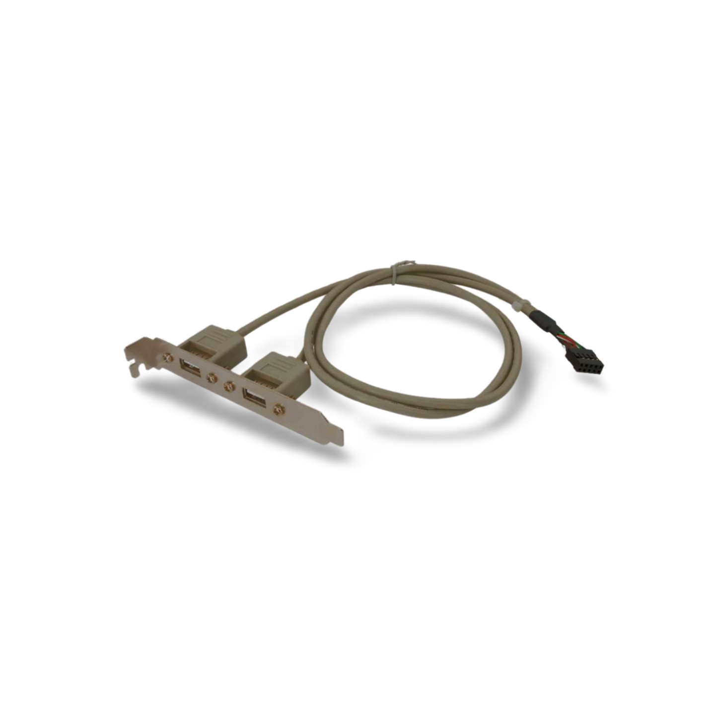 2ft USB A Dual External Port to Motherboard 2x5 Pin Bracket Header Cable White