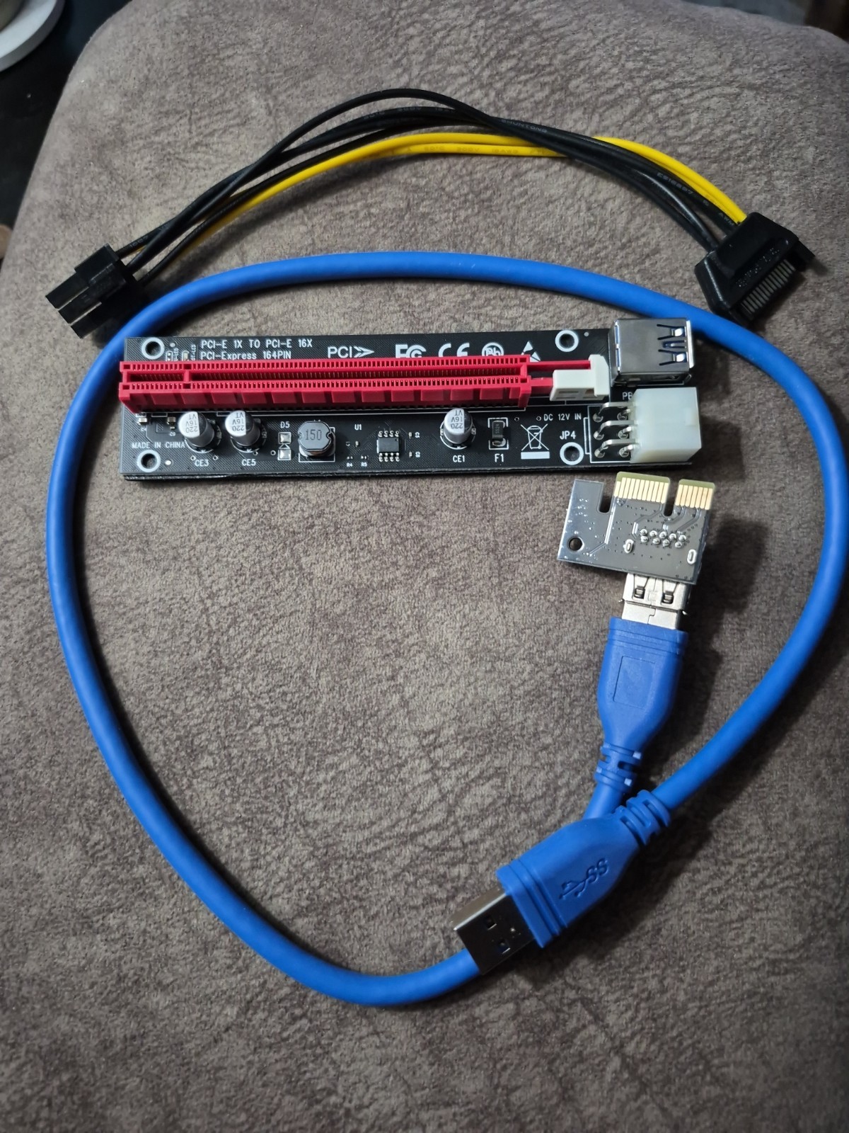 6 Pack Smart GPU Riser PCIE x 1 To PCIE x 16 Rriser /Blue VER006C New