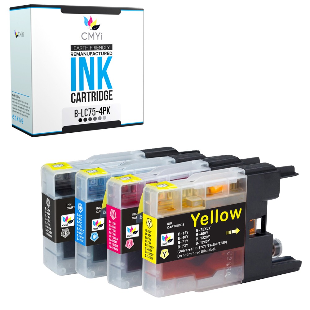 4PK Compatible CMYi LC75 Ink Cartridges Combo fits Brother MFC-J425W J430W J435W