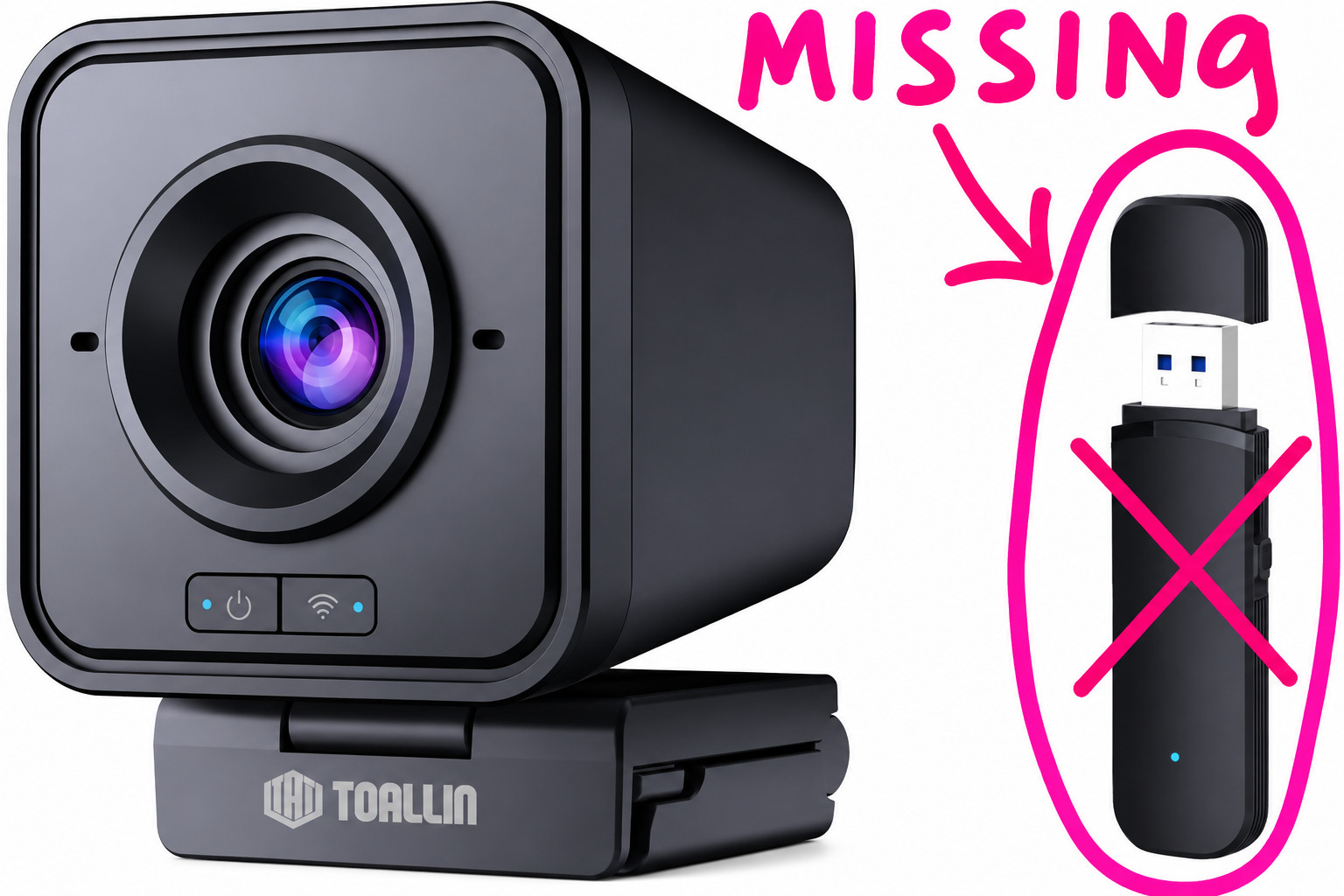 TOALLIN 1080P HD Wireless Webcam for PC Noise-cancelling Built-in microphon READ