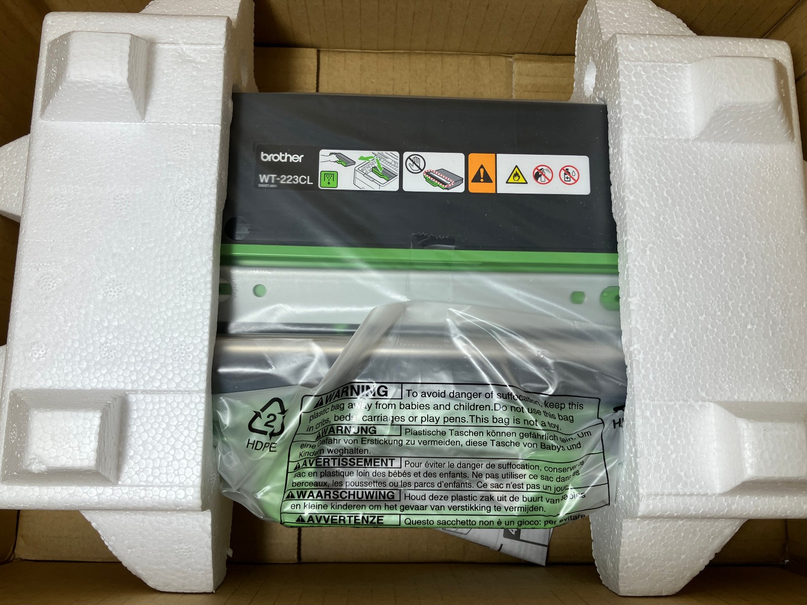 BROTHER WT-223CL WASTE TONER BOX - New Genuine OEM - New Open Box