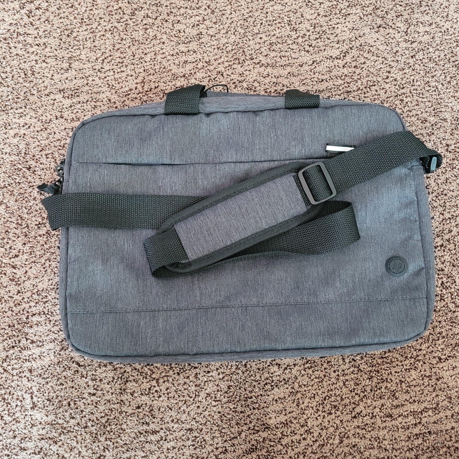 Gray Padded Polyester 14 in Laptop Shoulder/Messenger Bag w/ Handles & Strap