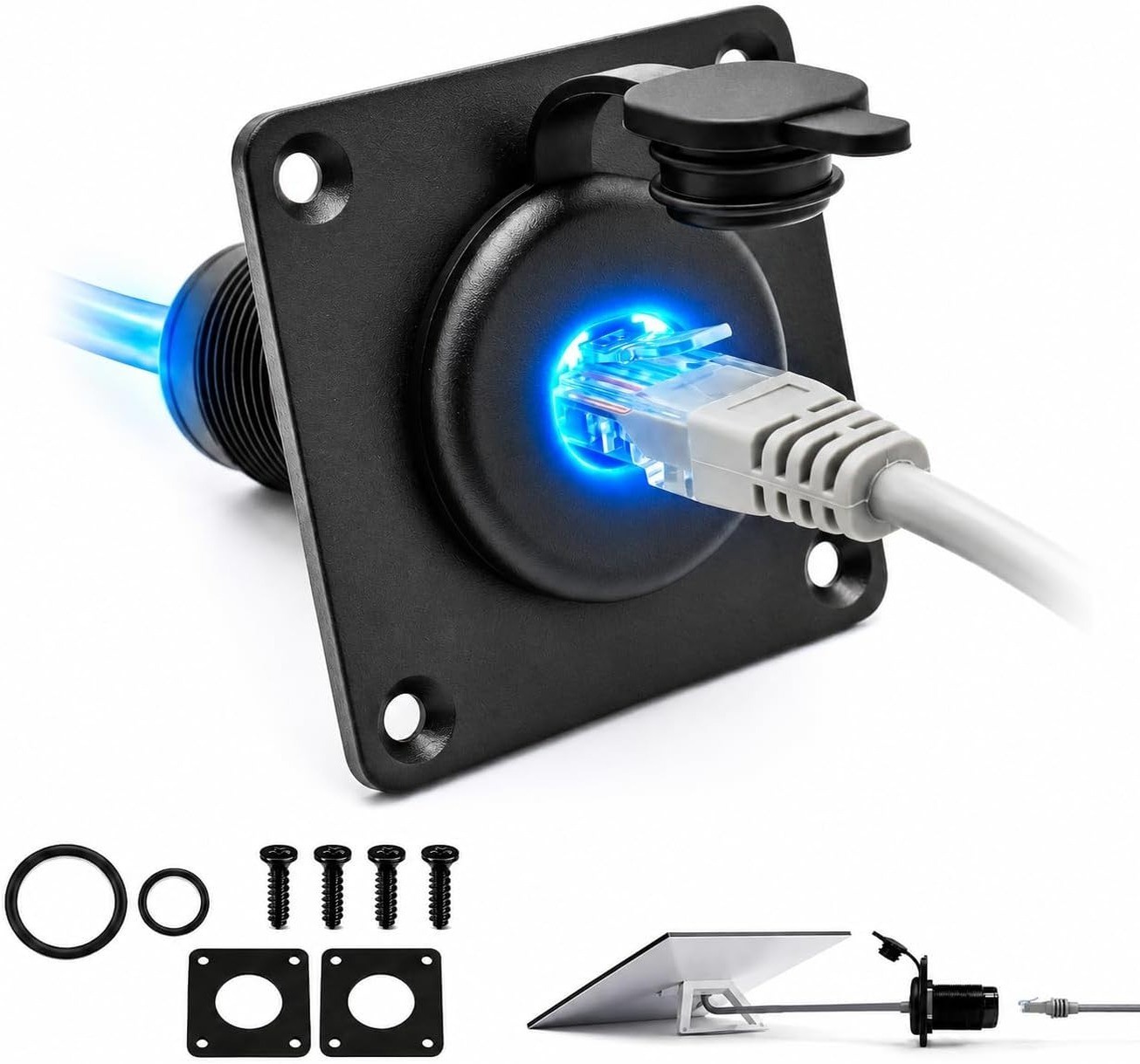 Starlink Gen3 RJ45 CAT6 Wall Pass Through Socket Waterproof Aluminum RV Boat Kit