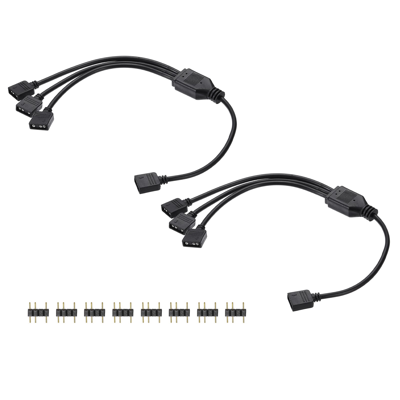 2 Pcs ARGB Splitter Cable, 5V 12" 3 Pin 1 to 3 Female to Female, Black