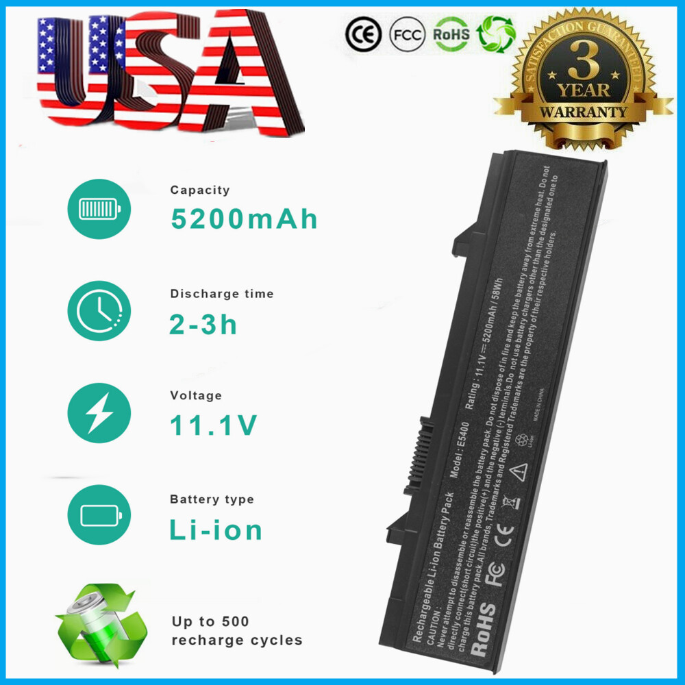 6 Cell WU841 E5400 Battery for Dell Latitude E5400 E5410 E5500 E5510 KM668 58Wh