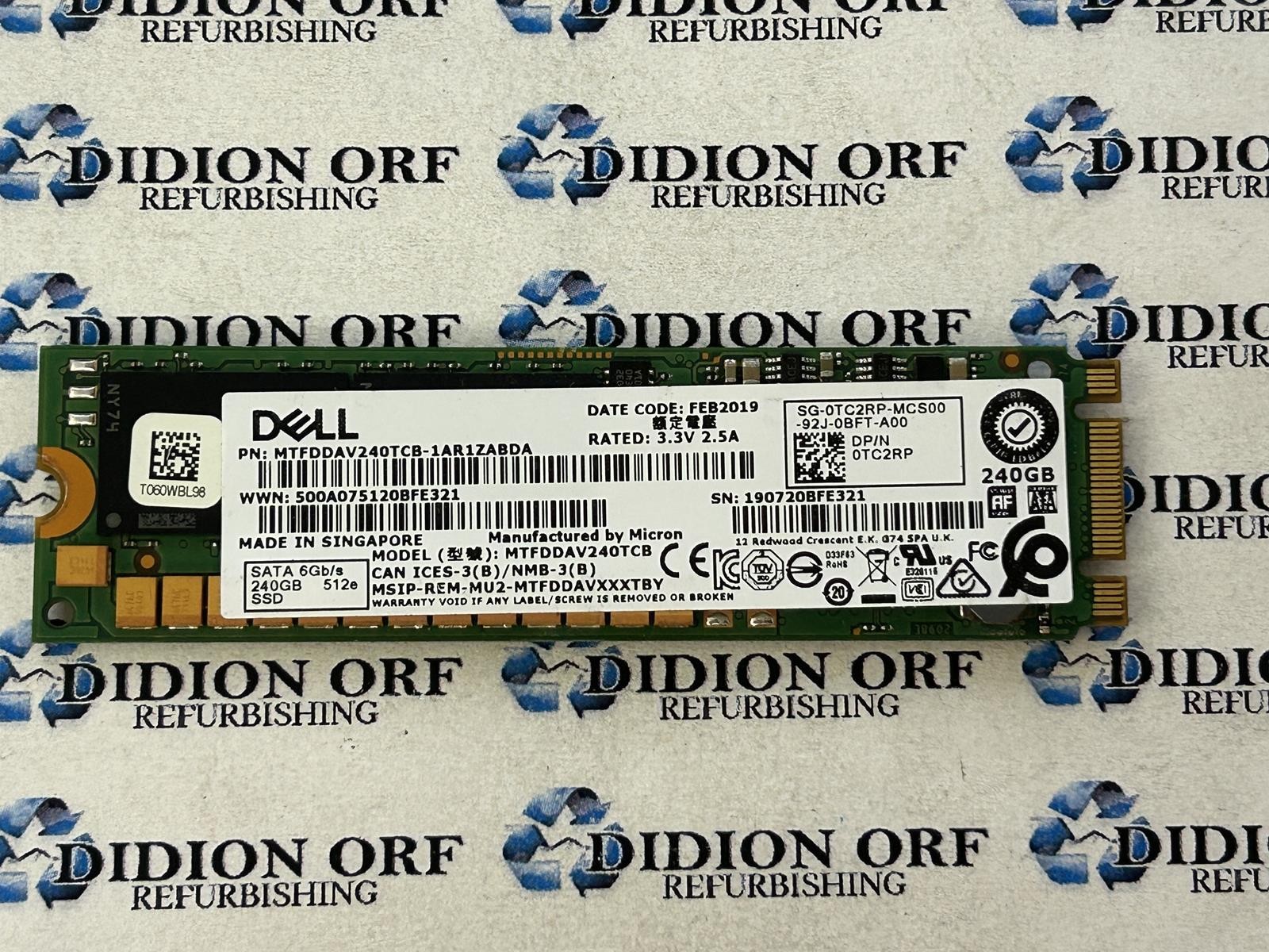 DELL 240GB M.2 SATA 2280 SSD MTFDDAV240TCB, Grade B, SKU 27358