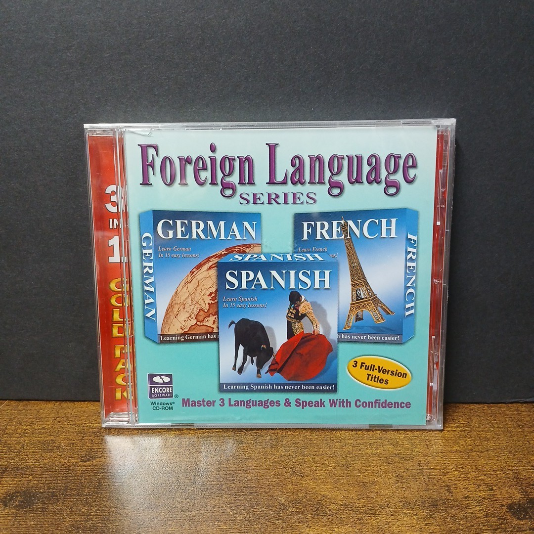 Software PC CD-ROM 3-in-1 Foreign Language Series Learn GERMAN FRENCH SPANISH 