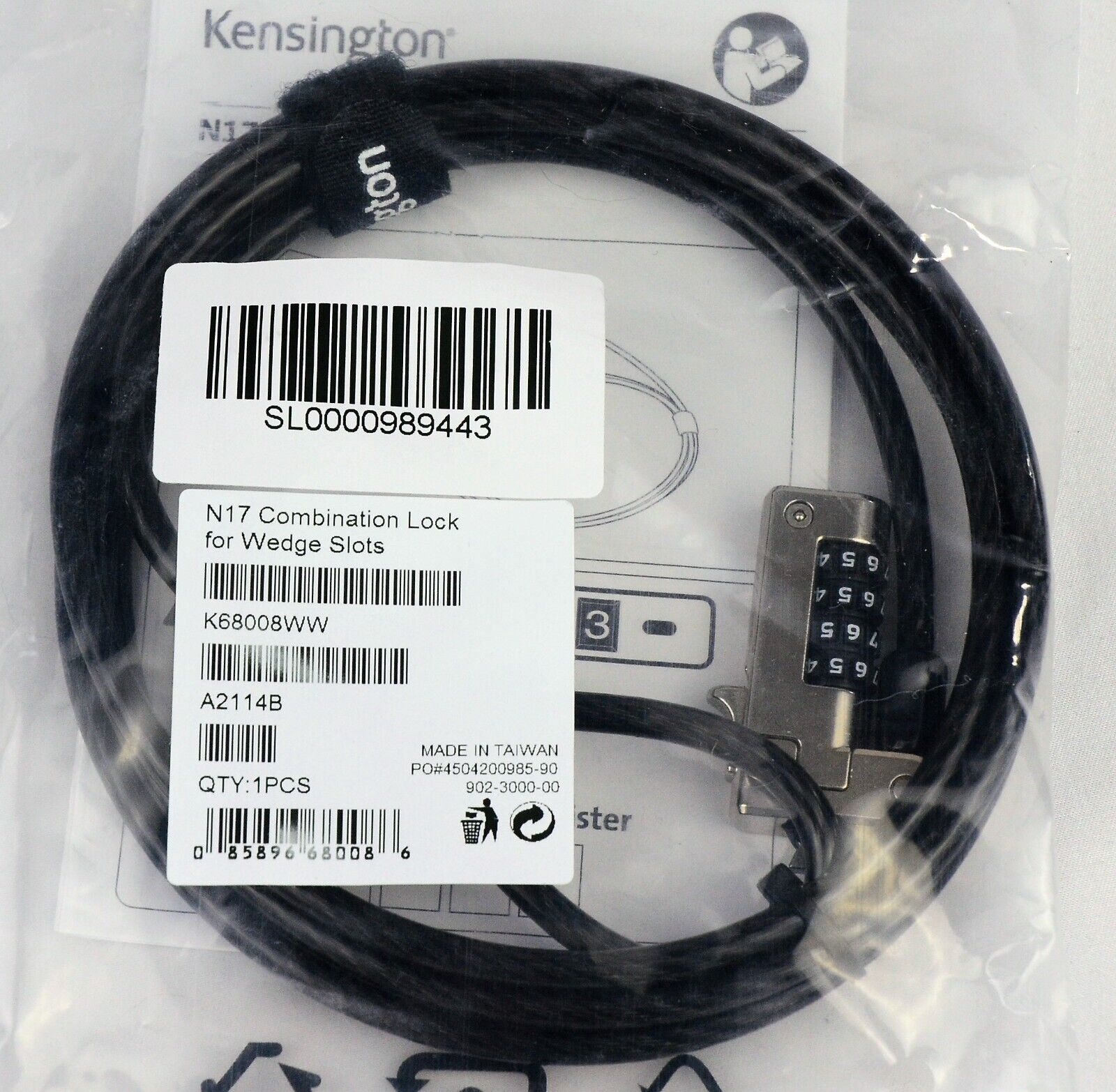 Kensington N17 Dell Laptop Lock - Combination K68008WW - Black