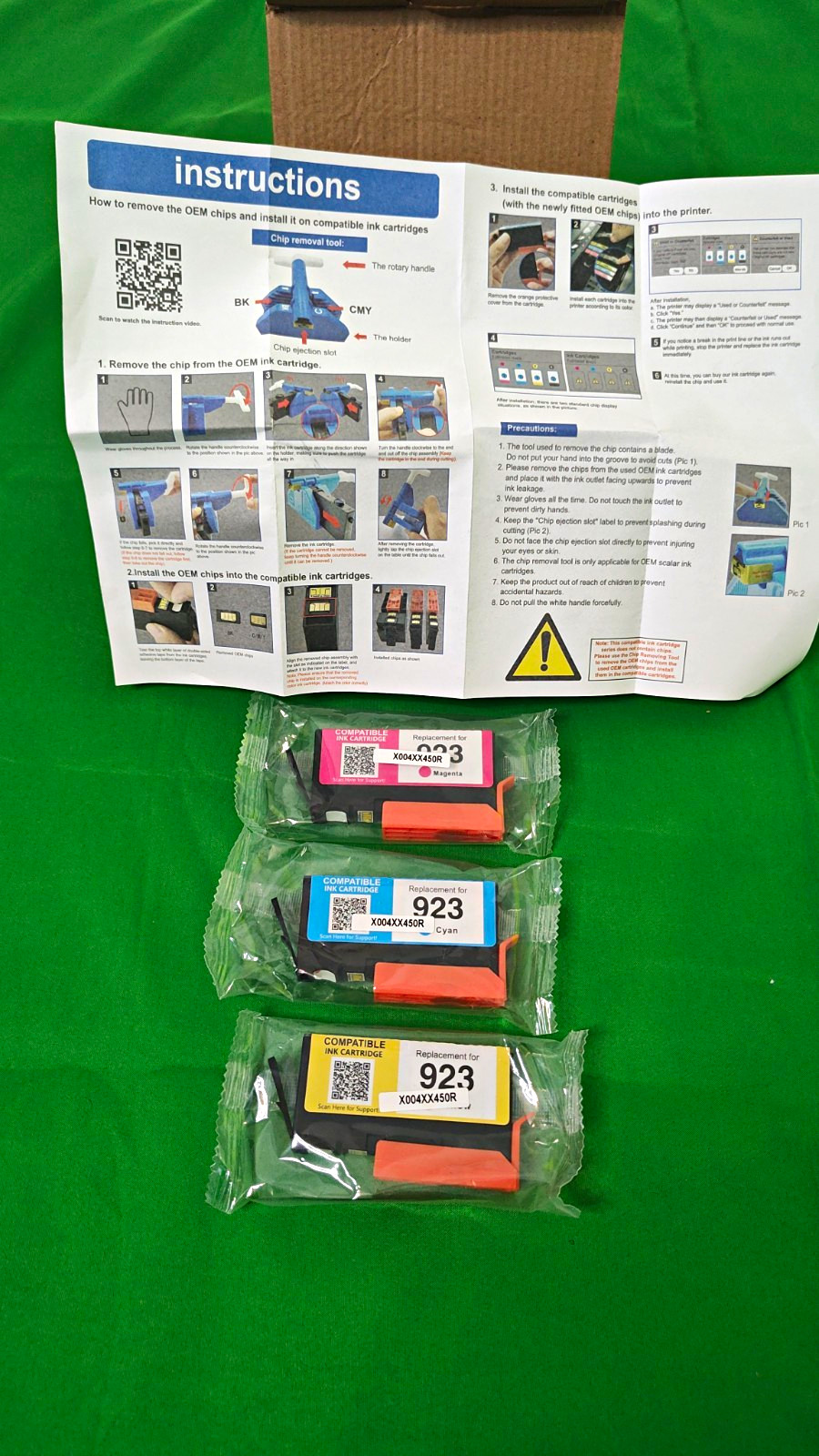 Lot of 3 Compatible Ink Cartridges for HP 923 Inkjet - Cyan Magenta Yellow