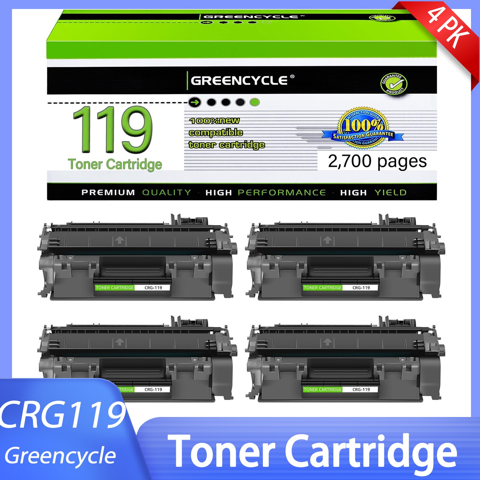 4PK CRG119 Toner Cartridge For Canon 119 imageClass MF5960dn MF6160dw LBP6670dn