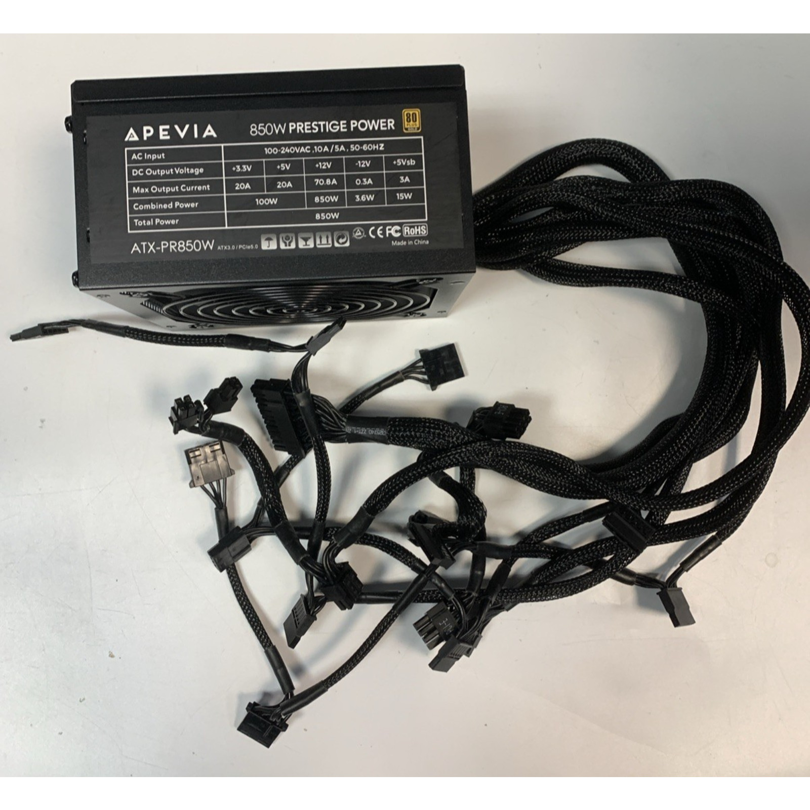 Apevia 850W Prestige Power ATX-PR850W 80 Plus Gold 850W Non Modular Power Supply
