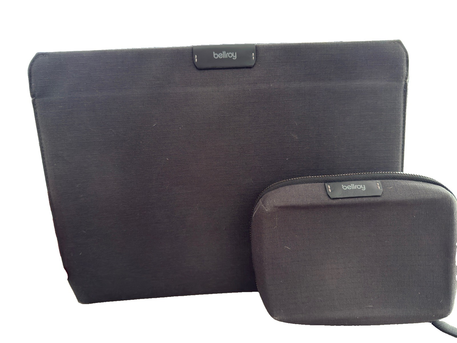 Bellroy 13-14 Laptop Sleeve Charcoal Gray With Matching cord case organizer