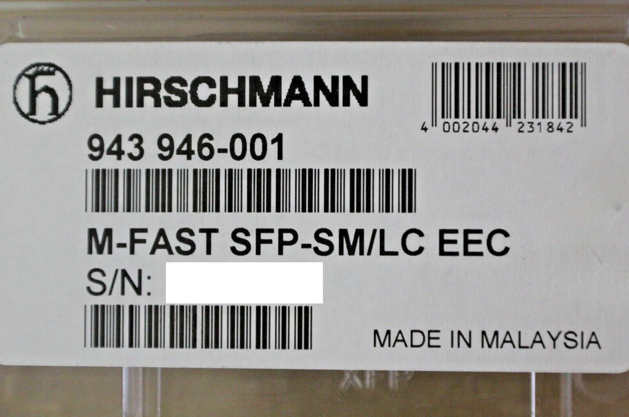 Hirschmann 943 946-001 M-FAST SFP-SM/LC EEC 100BASE-FX 1310nm LC SMF SFP
