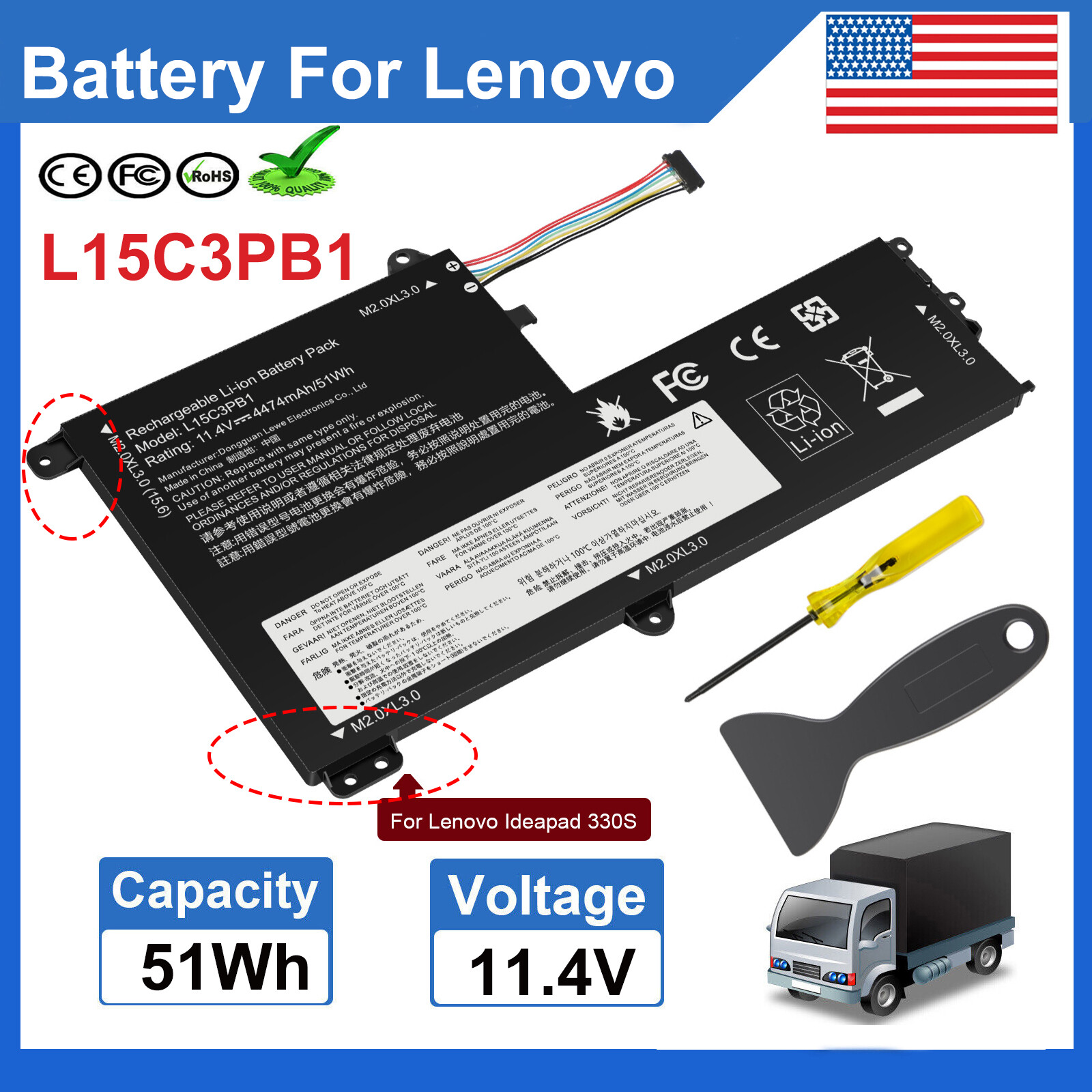 L14L2P21 L14M2P21 Battery for Lenovo IdeaPad 330S-15ARR 330S-15IKB 330S-14IKB US