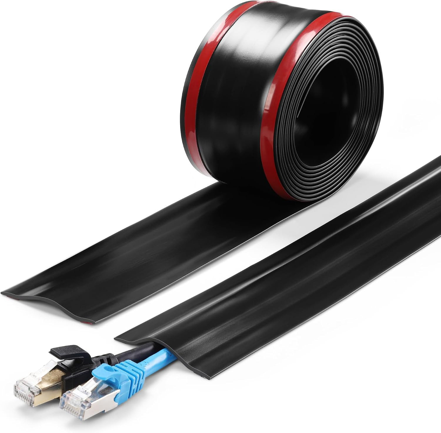 6ft Cord Cover for Wires on Floors or Walls, 2.2in Wide, Black