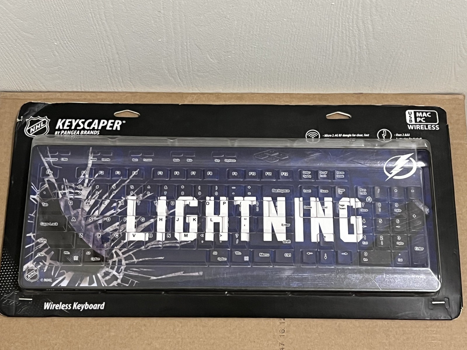 Tampa Bay Lightning NHL Hockey - Wireless Keyboard - USB 2.0 Mac Windows, New