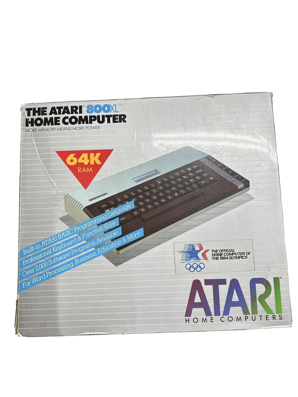 Vintage Atari 800XL Home Computer 64K RAM in Original Box MINT (read) USED UNIT