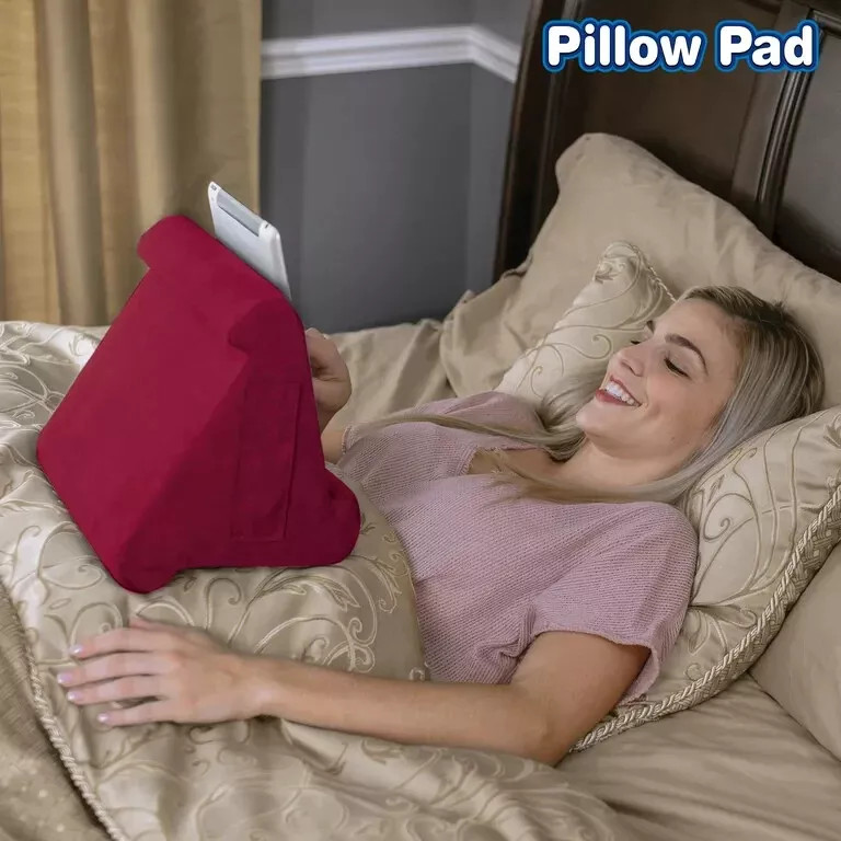 BURGUNDY - ONTEL BURGANDY PILLOW PAD TABLET STAND 3 VIEWING MULTI-ANGLE SOFT