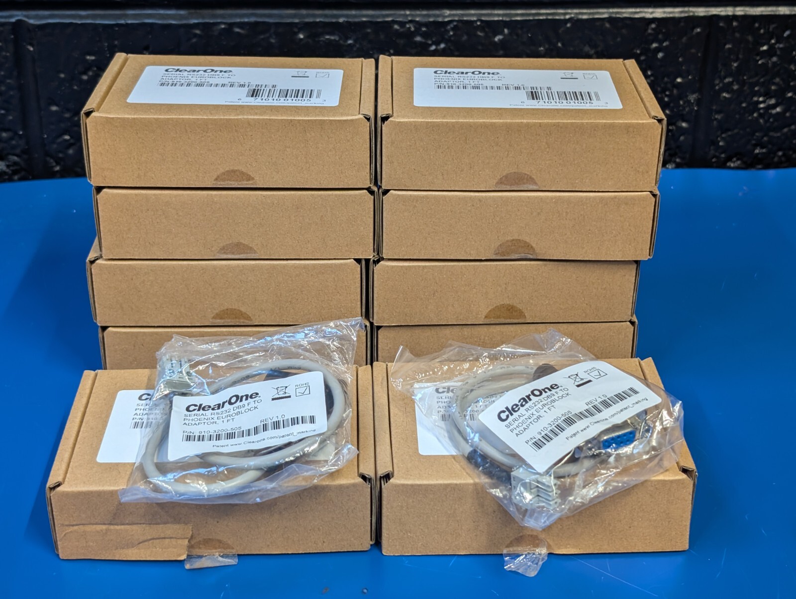 *Lot of 10* ClearOne Serial RS232 DB9 F to Phoenix Euroblock Adaptor 1ft