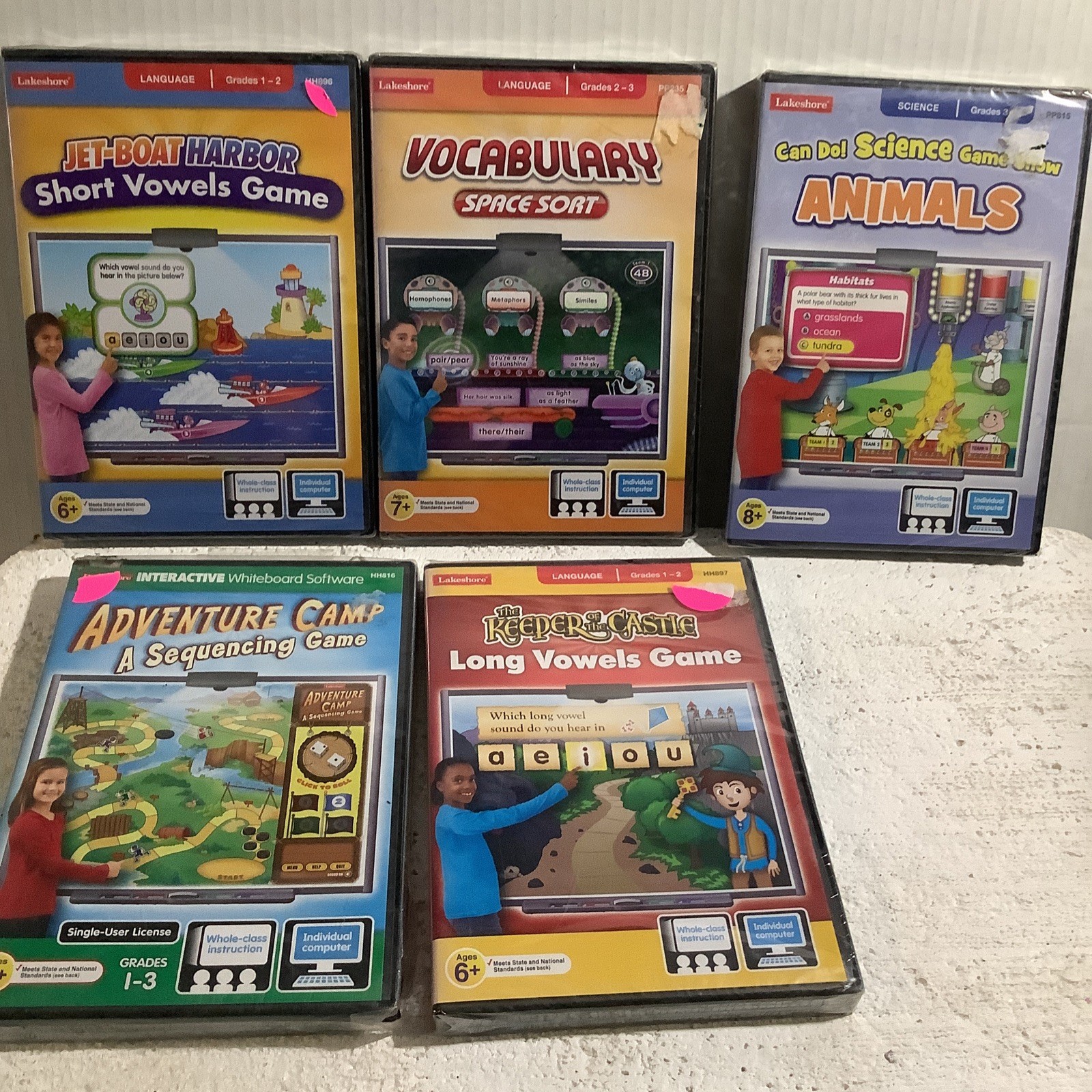 Lakeshore Interactive Educational Games Lot PC/Mac CD Rom Grades 1-3 Lot Sealed