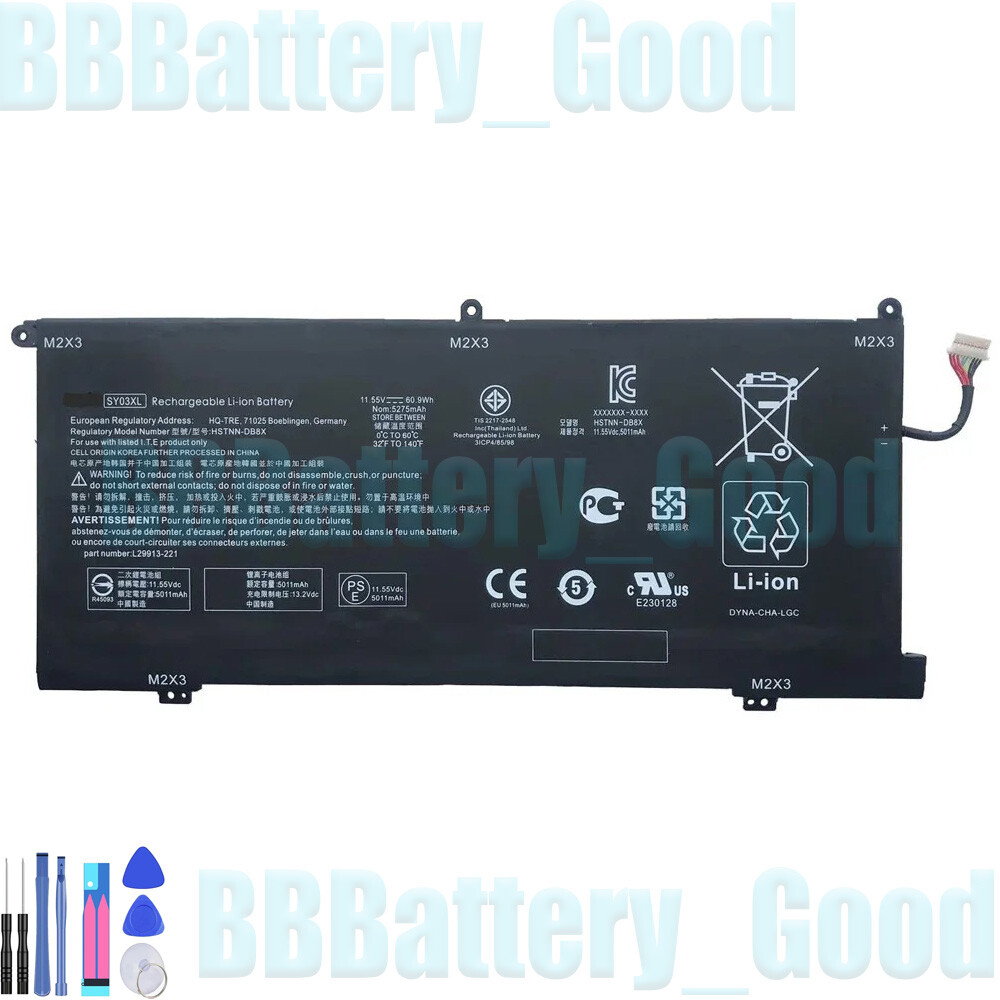 SY03XL 60.9Wh Battery for HP Chromebook X360 14-DA0021NR HSTNN-DB8X