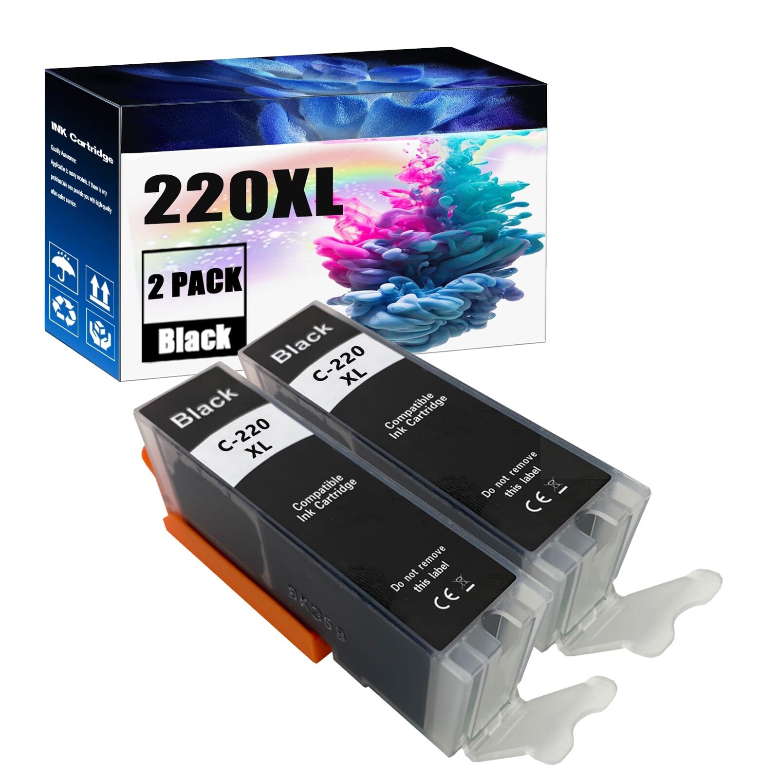 PGI-220 XL Double Black Ink Cartridges Replacement for Canon MX860 MP620 MP560