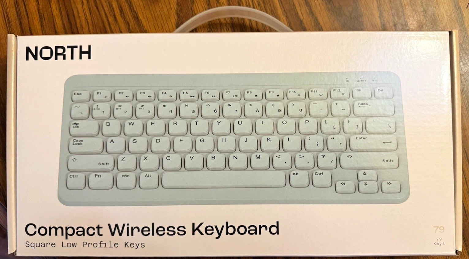 NORTH Compact Wireless RF Keyboard Portable Built-In Battery White English
