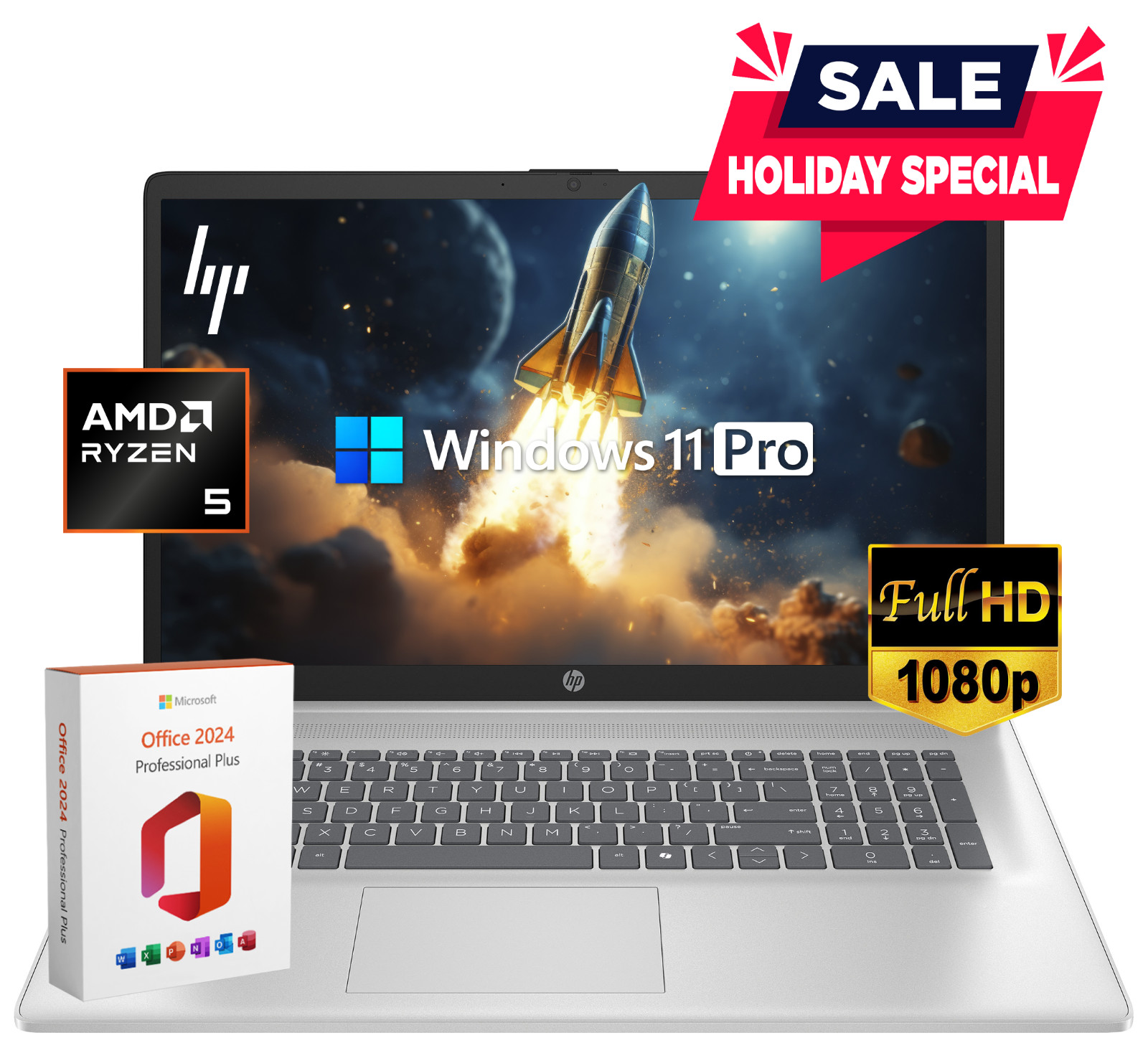 2026 HP Pavilion Laptop 17.3" FHD, AMD Ryzen 5, 8GB RAM & 512GB SSD Win 11 Pro