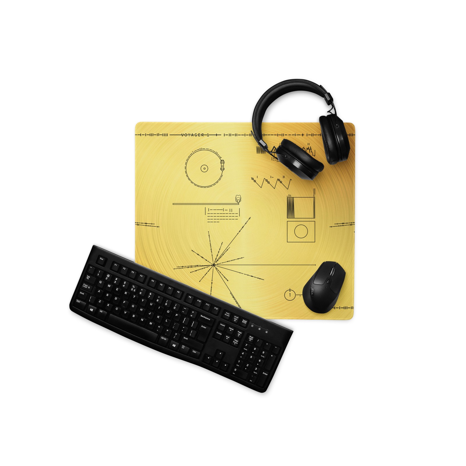 NASA Voyager Golden Record print — Gaming Mouse Pad. Space Exploration Desk Mat