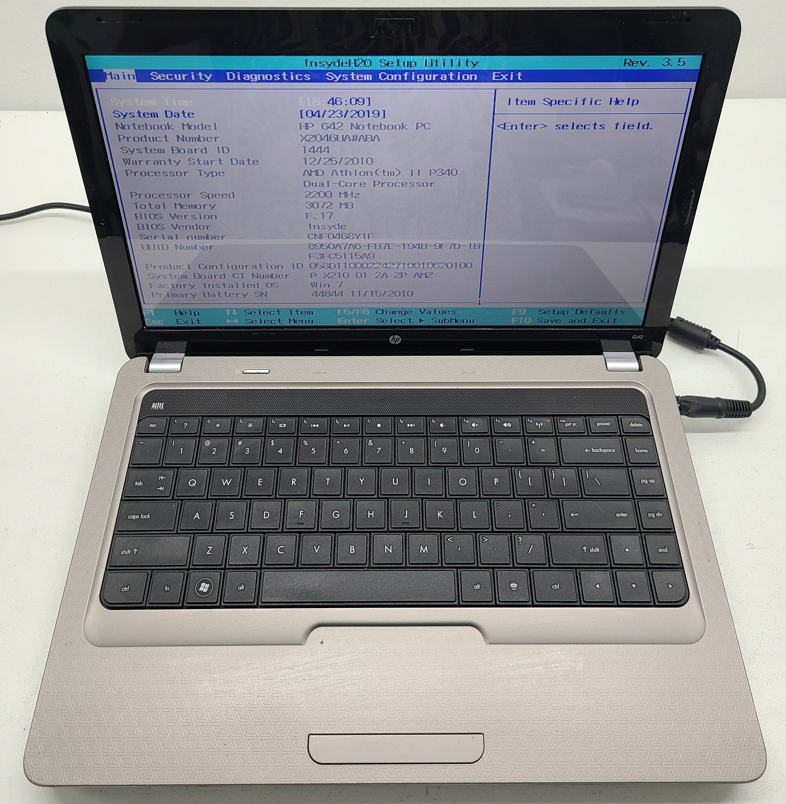 HP NOTEBOOK G42-415DX 14" Laptop AMD Athlon II P340 3GB Ram NO HD/OS (FL)