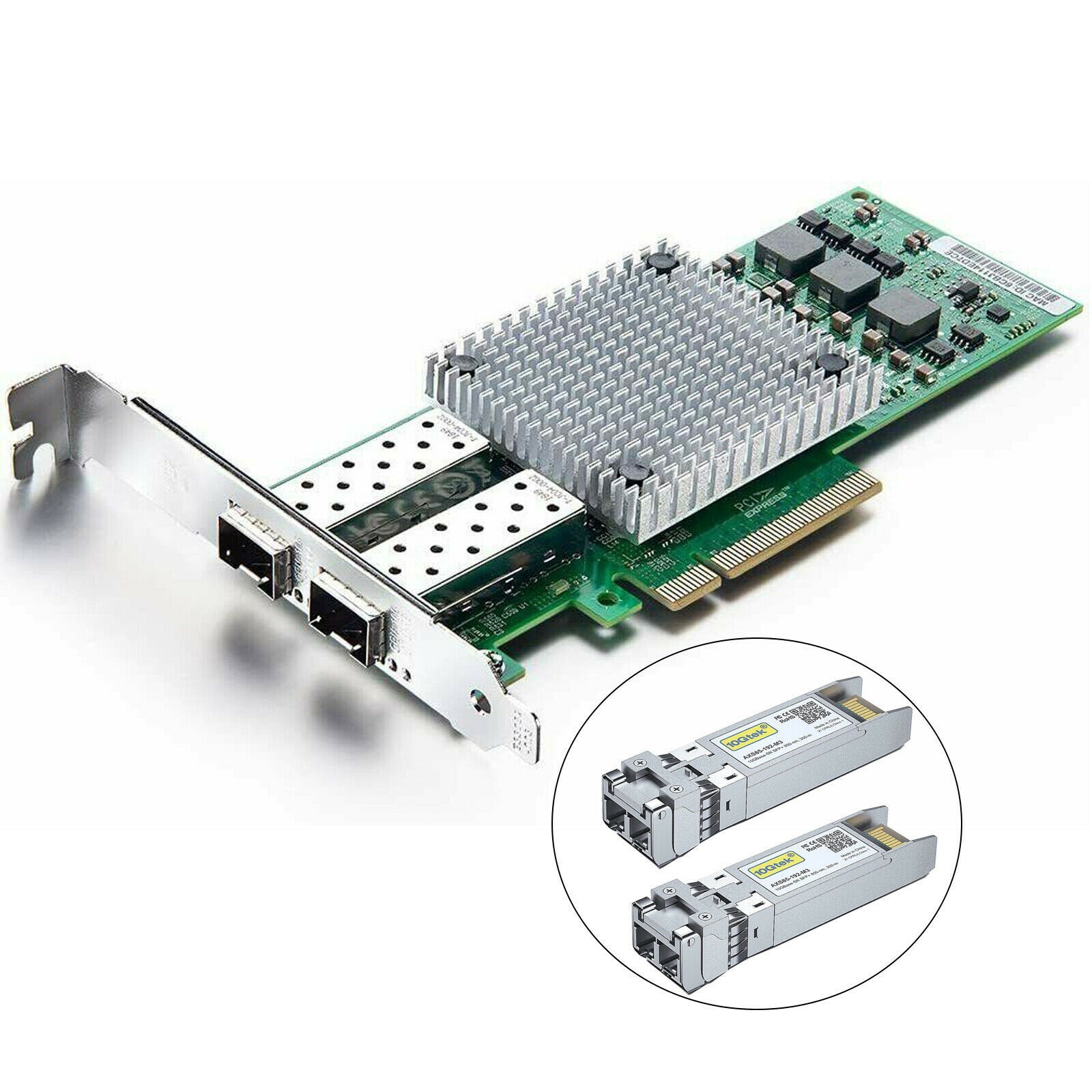 For BCM57810S Network Card 10GBE NIC 2x SFP+ with 2x 10GBase-SR SFP+ Transceiver