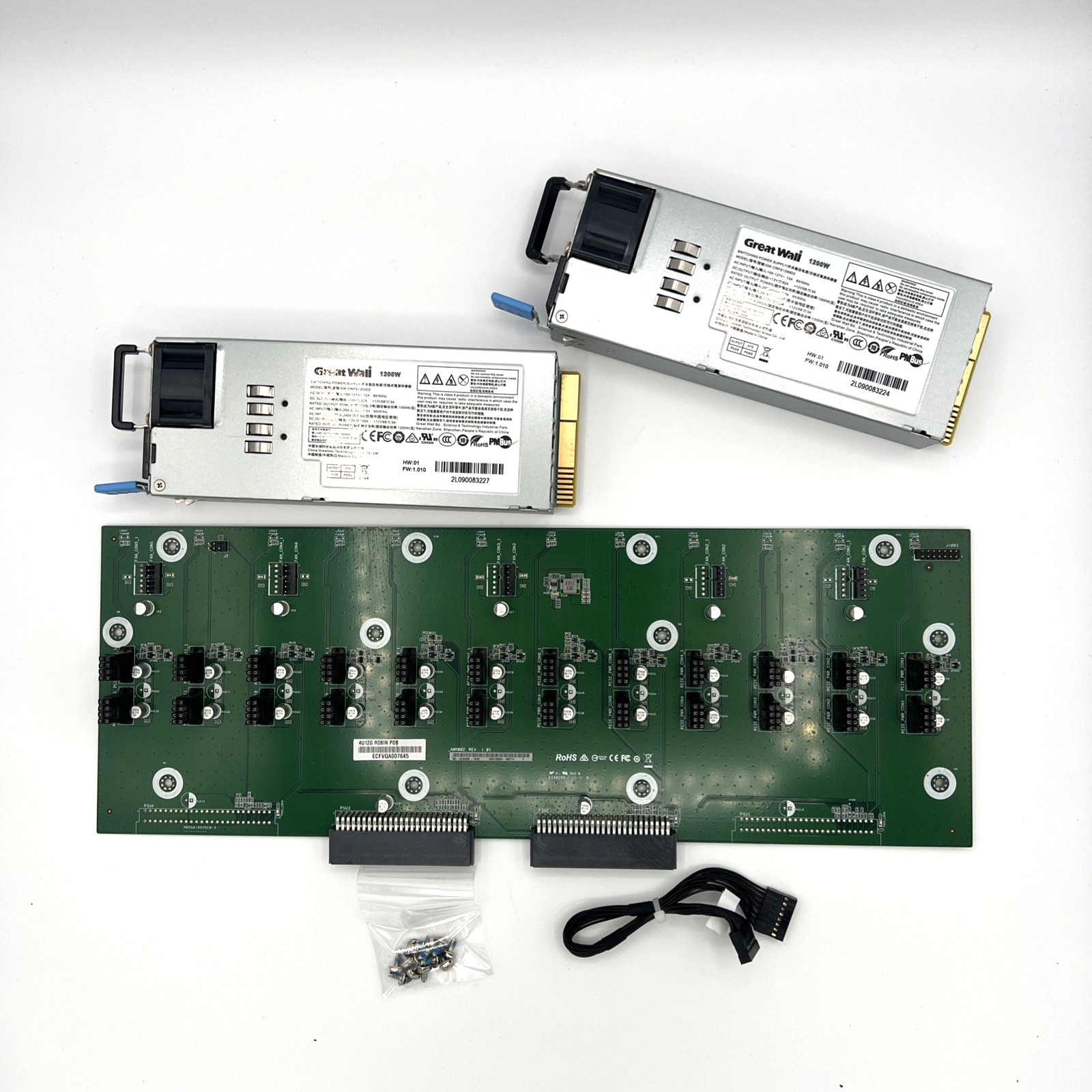 ASRock 4U12G ROBIN PDB Asrock AMD BC-250 Breakout Board w 2x1200w Power Supplies