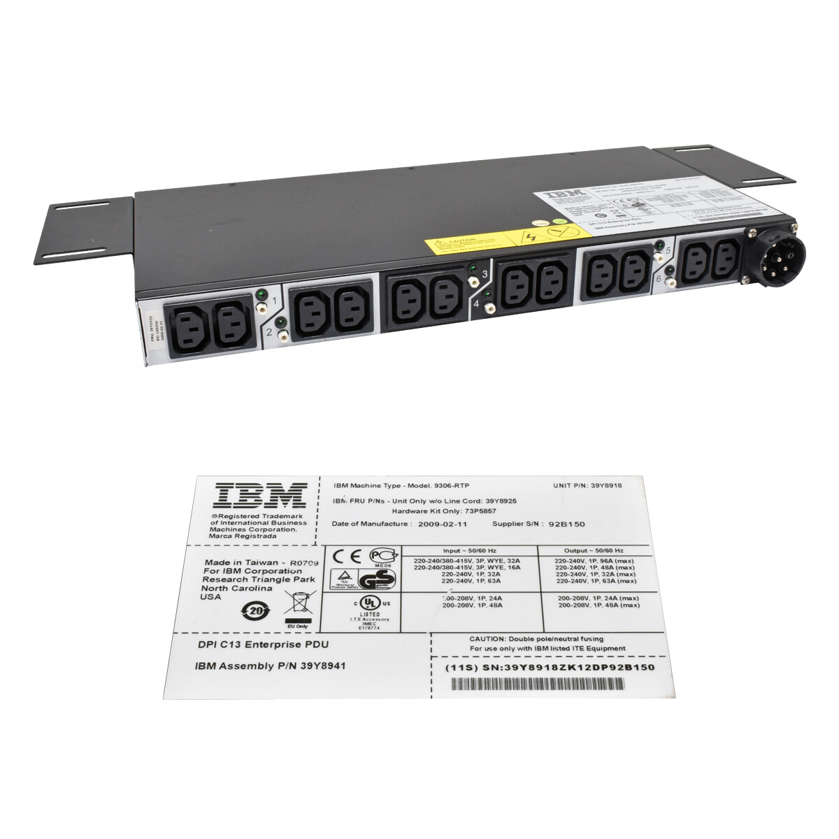 IBM DPI C13 Enterprise PDU 9306-RTP 39Y8941 39Y8918 39Y8925