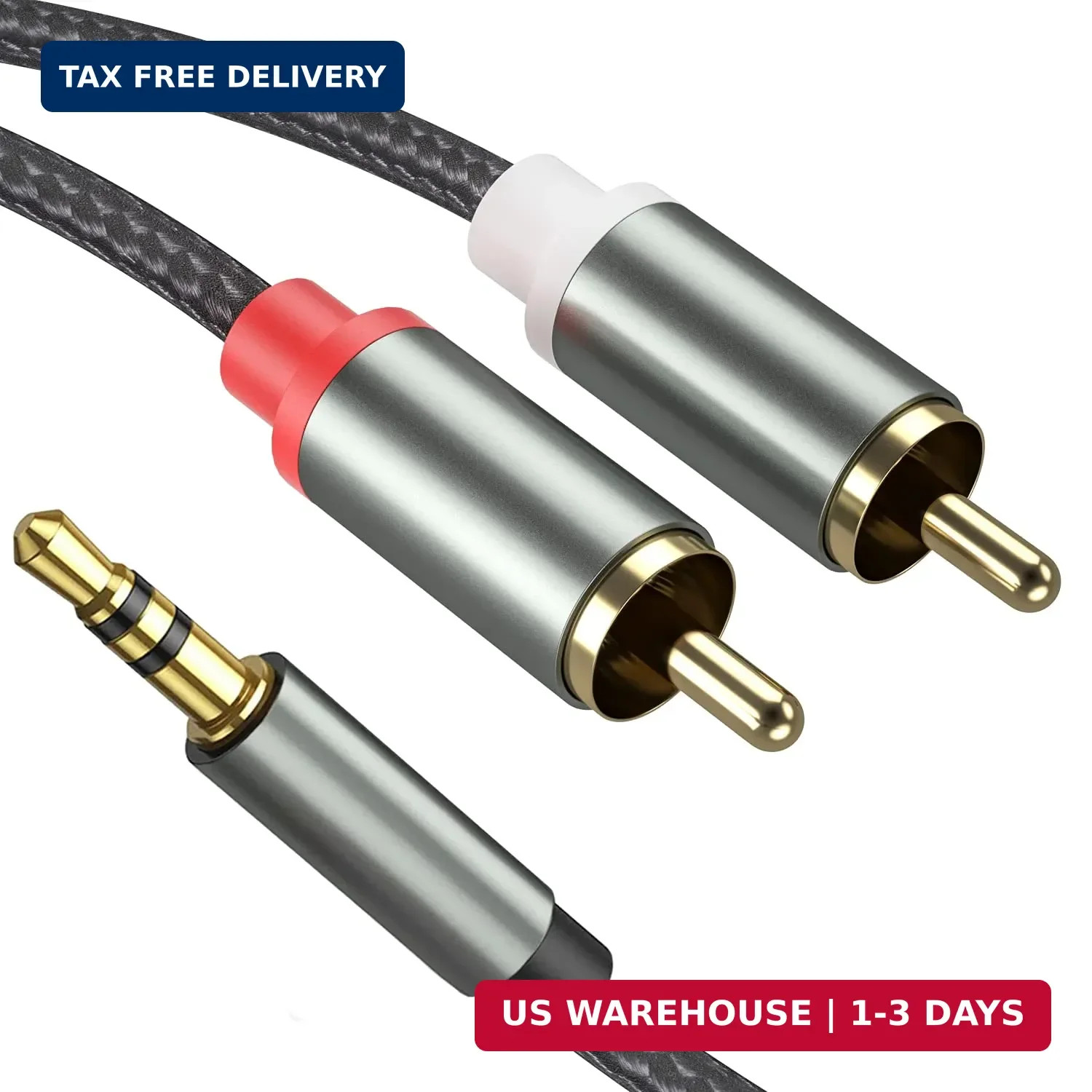 3.5mm to RCA Cable - 3.3FT 2 in 1 Aux Audio Adapter with Nylon Braided Y Splitte