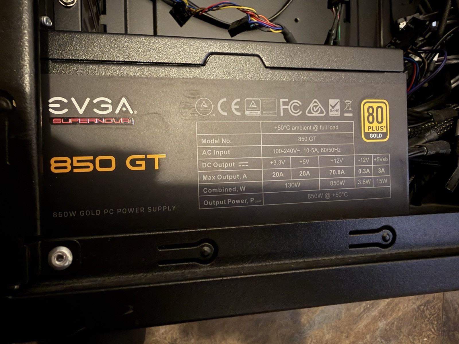 EVGA SuperNOVA 850 GT 850W 80+ Gold Fully Modular Power Supply Works Great