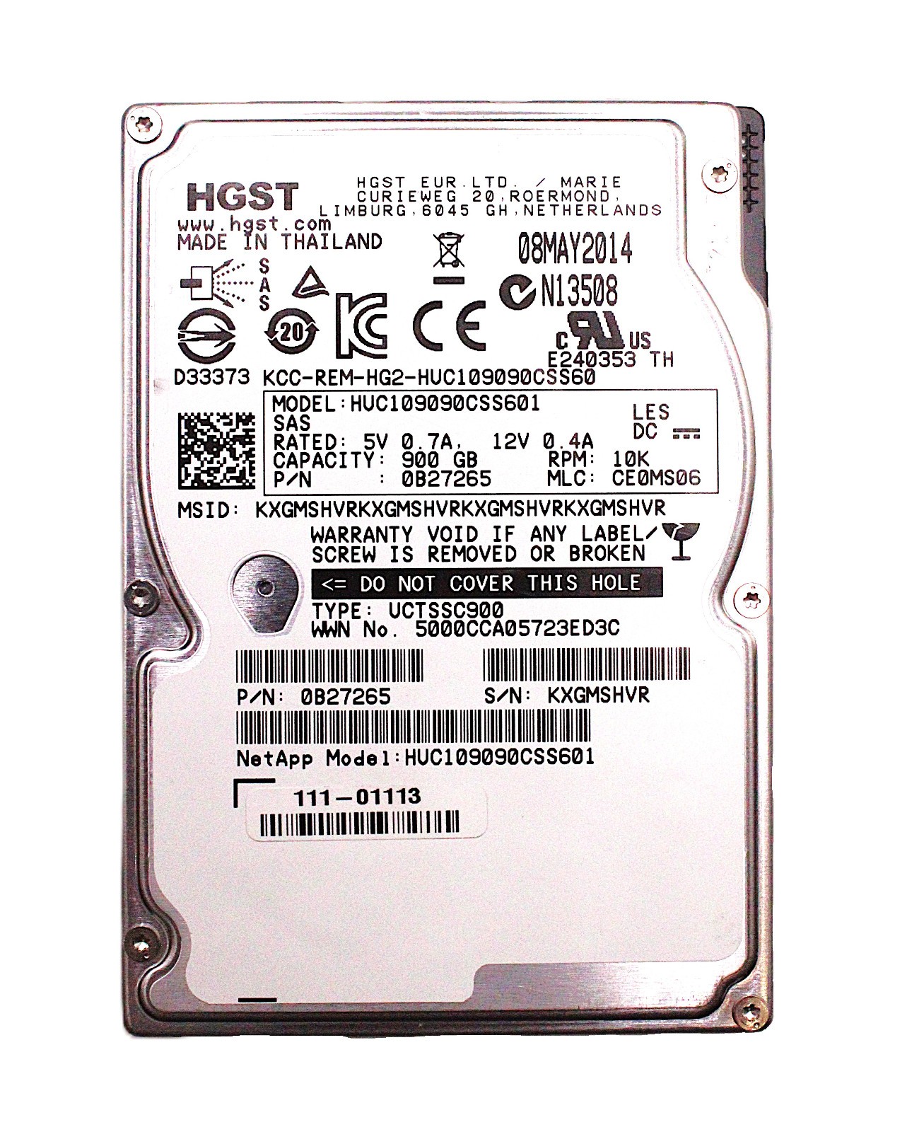 HITACHI HUC109090CSS601 900GB 2.5in SAS 10K 6GBPS HDD 100% HEALTH LOW HOURS